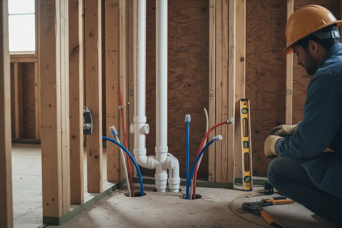 Drain and supply rough-in during Toilet Repair and Installation in Magnolia